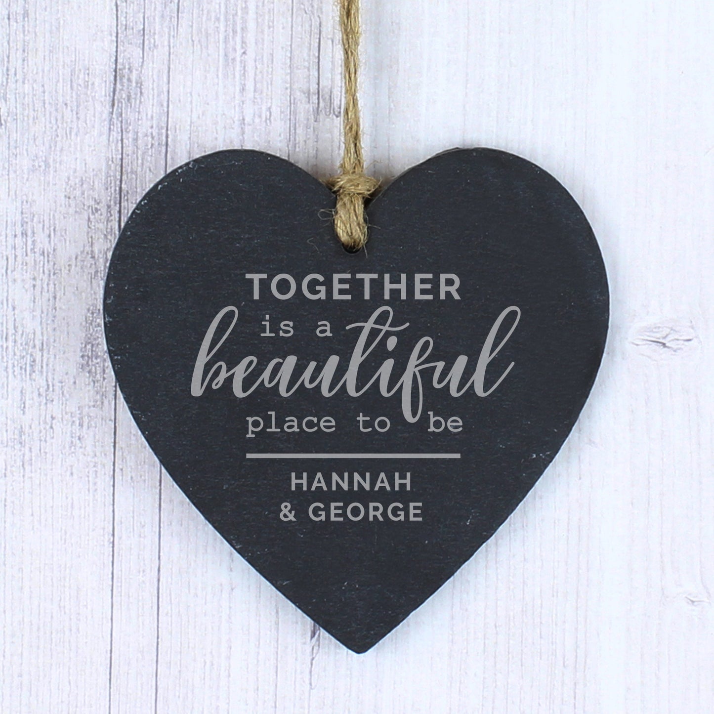 Personalised Together Slate Heart Decoration