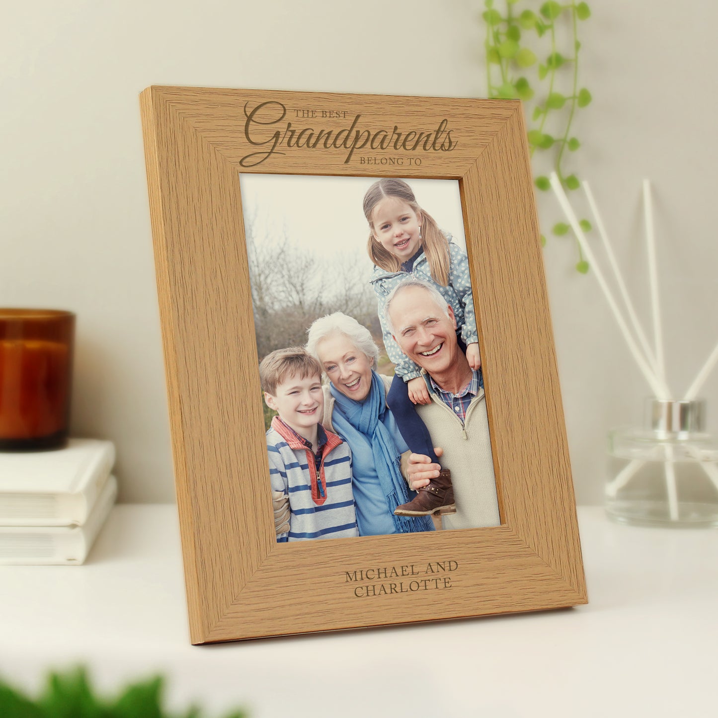 Personalised 'The Best Grandparents' 5x7 Oak Finish Photo Frame