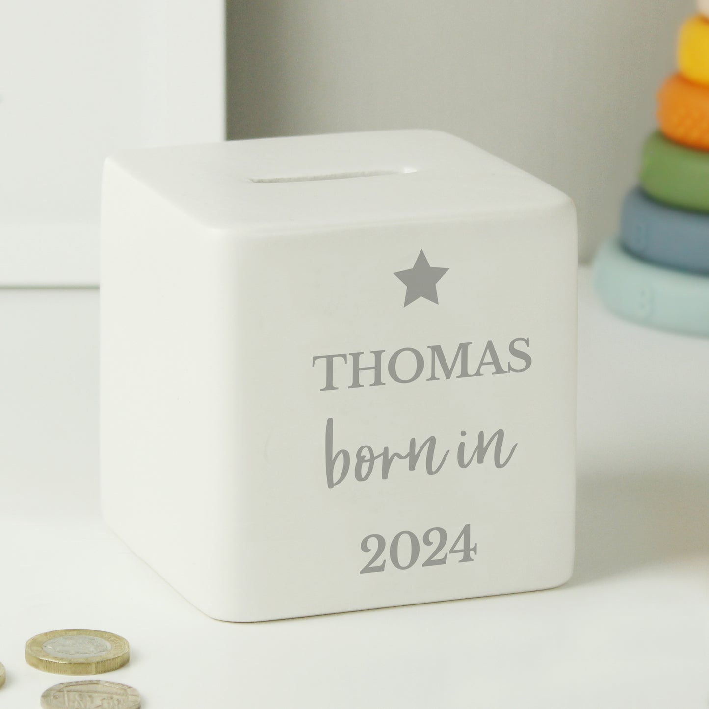 Personalised Born in Money Box