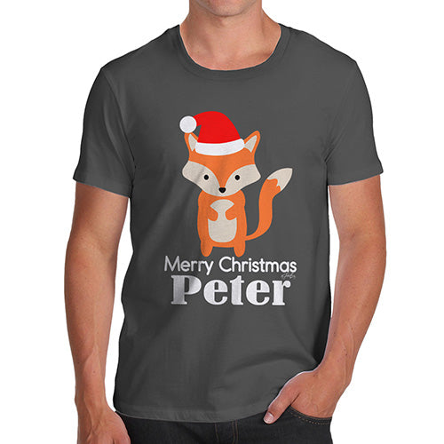 Santa Hat Fox Personalised Men's T-Shirt
