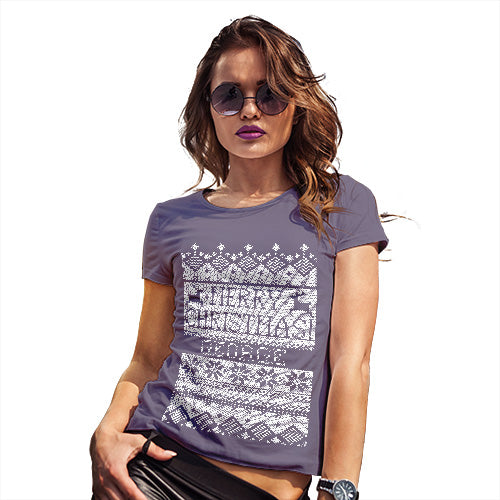 Merry Christmas Traditional Pattern Personalised Women's T-Shirt