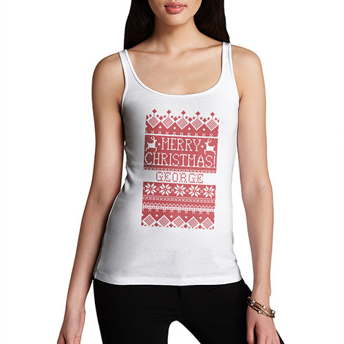 Merry Christmas Traditional Pattern Personalised Women's Tank Top