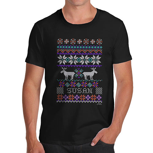 Personalised Moose Ugly Christmas Jumper Men's T-Shirt