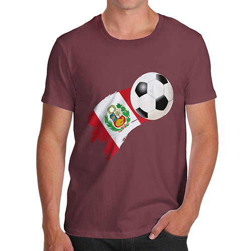 Novelty Tshirts Men Peru Football Soccer Flag Paint Splat Men's T-Shirt X-Large Burgundy
