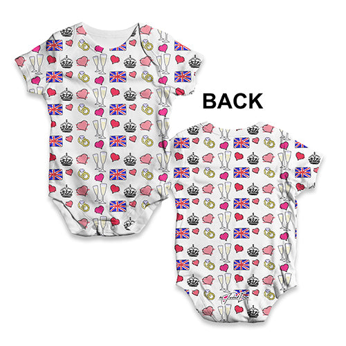 Royal Wedding Symbols Pattern Baby Unisex ALL-OVER PRINT Baby Grow Bodysuit