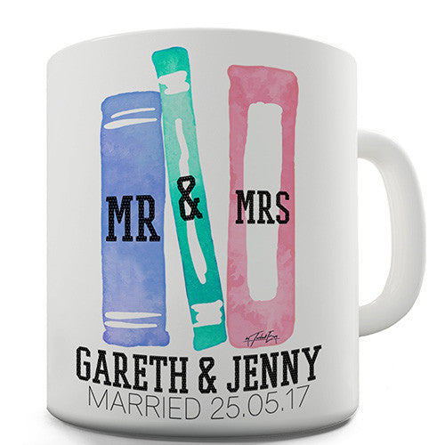 Mr & Mrs Books Personalised Mug