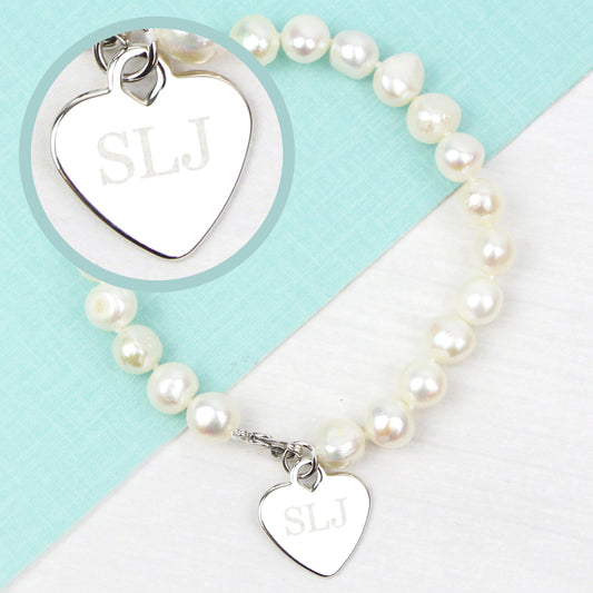 Personalised White Freshwater Pearl Initial Bracelet
