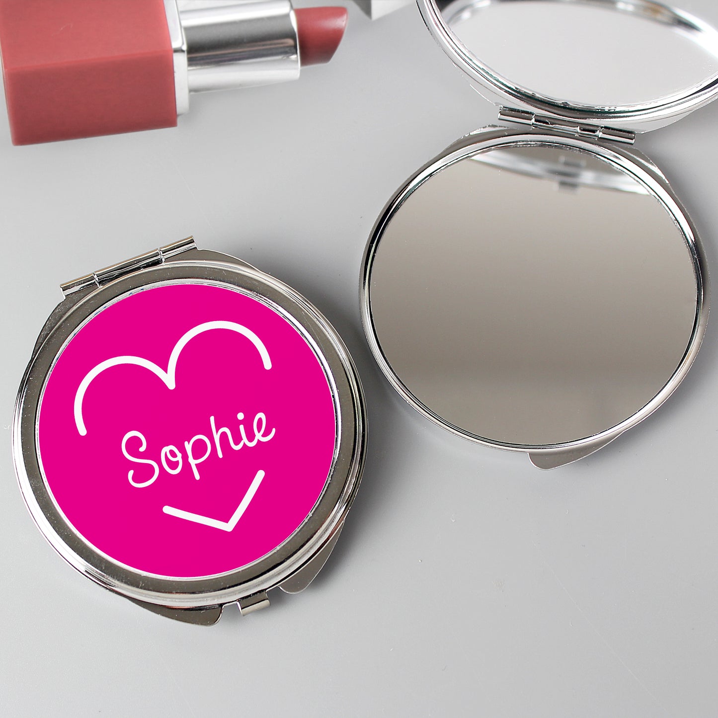 Personalised Pink Name Compact Mirror