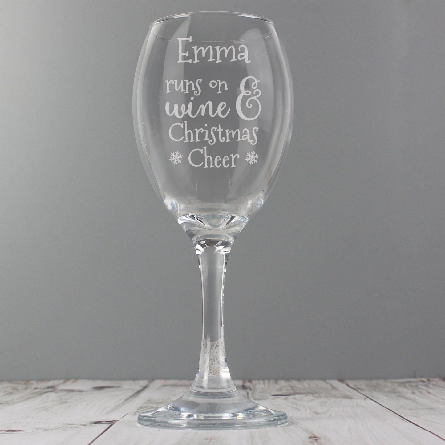 Personalised Runs On Wine & Christmas Cheer Wine Glass