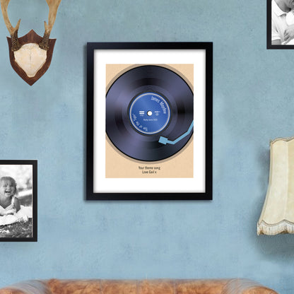 Personalised Retro Vinyl Black Framed Print