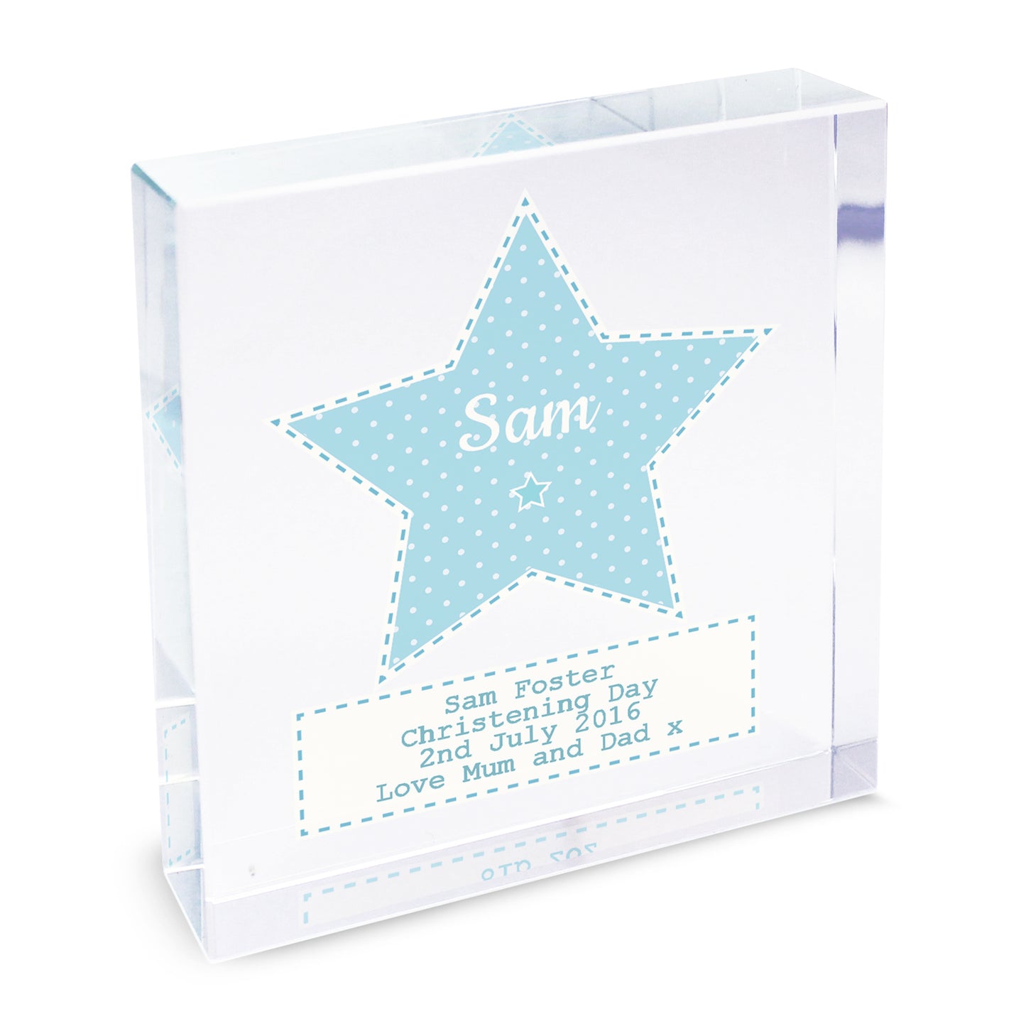 Personalised Stitch & Dot Baby Boy Crystal Token