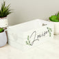 Personalised Name Only Botanical White Wooden Crate