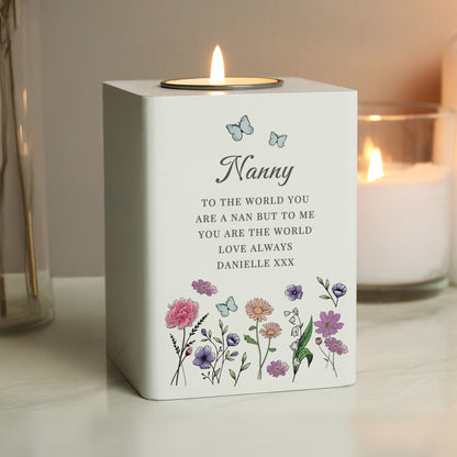 Personalised Wild Flowers Tealight Holder