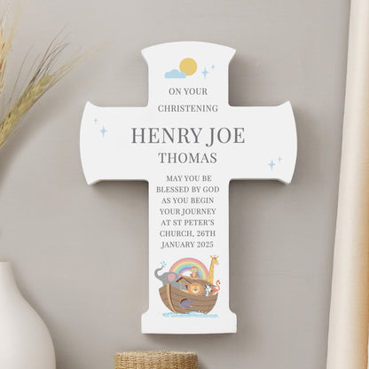 Personalised Noahs Ark Cross Wooden Ornament