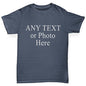 funny t shirts for boys Personalised Design Your Own Wording Photo Boy's T-Shirt Age 7-8 Dark Grey
