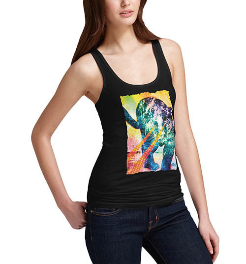 Womens Psychedelic Print Super Power Tiger Tank Top