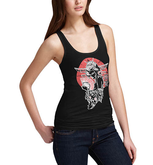 Womens Distress Japanese Art Print Tank Top