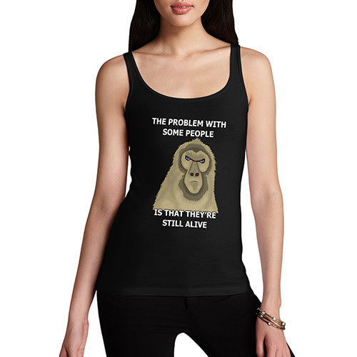 Women's Still Alive Grumpy Monkey Funny Joke Tank Top