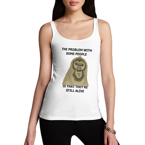 Women's Still Alive Grumpy Monkey Funny Joke Tank Top