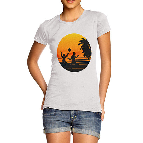 Womens Vintage Beach Sunset Print T-Shirt