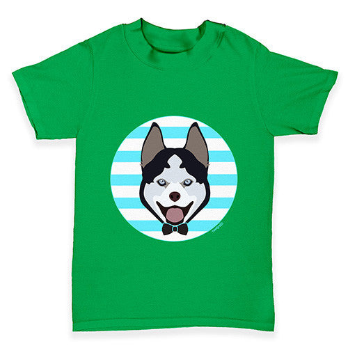Cute Husky With Bow Tie Baby Toddler T-Shirt