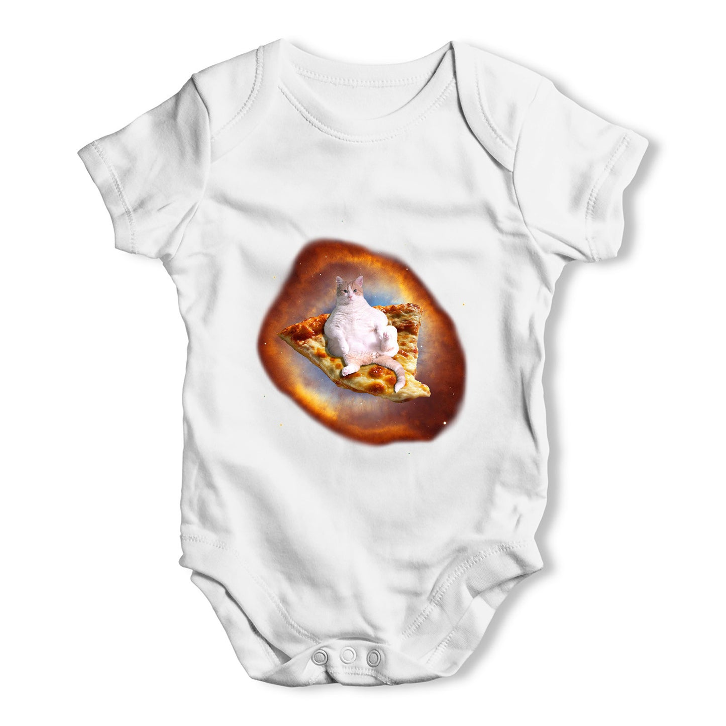 Space Pizza Cat Baby Grow Bodysuit