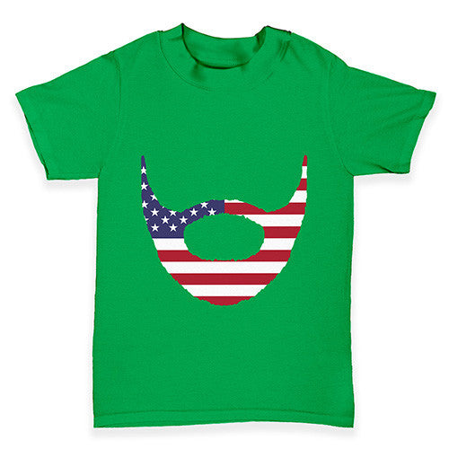 American Flag Beard Baby Toddler T-Shirt