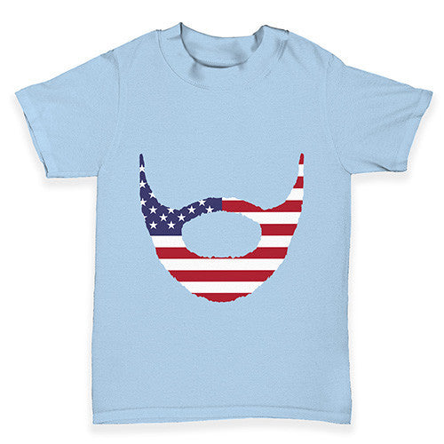 American Flag Beard Baby Toddler T-Shirt