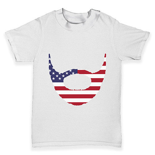 American Flag Beard Baby Toddler T-Shirt