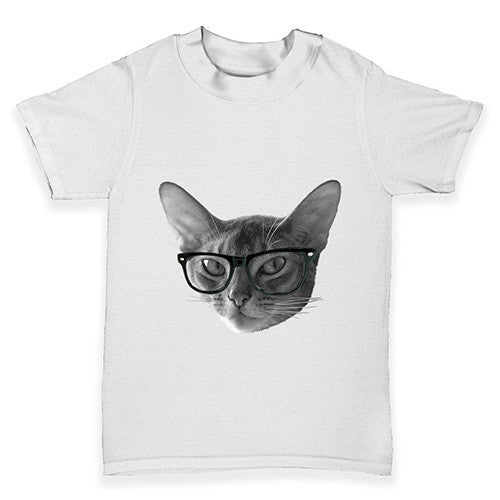 Hipster Cat Nerdy Baby Toddler T-Shirt