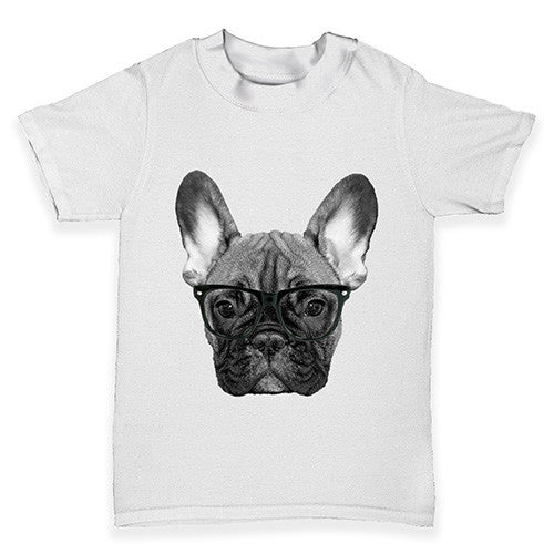 Hipster French Bulldog Nerdy Baby Toddler T-Shirt