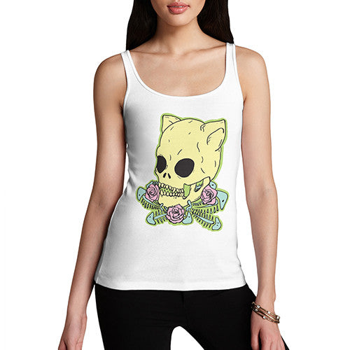 Women's Cat Skull & Roses Tank Top