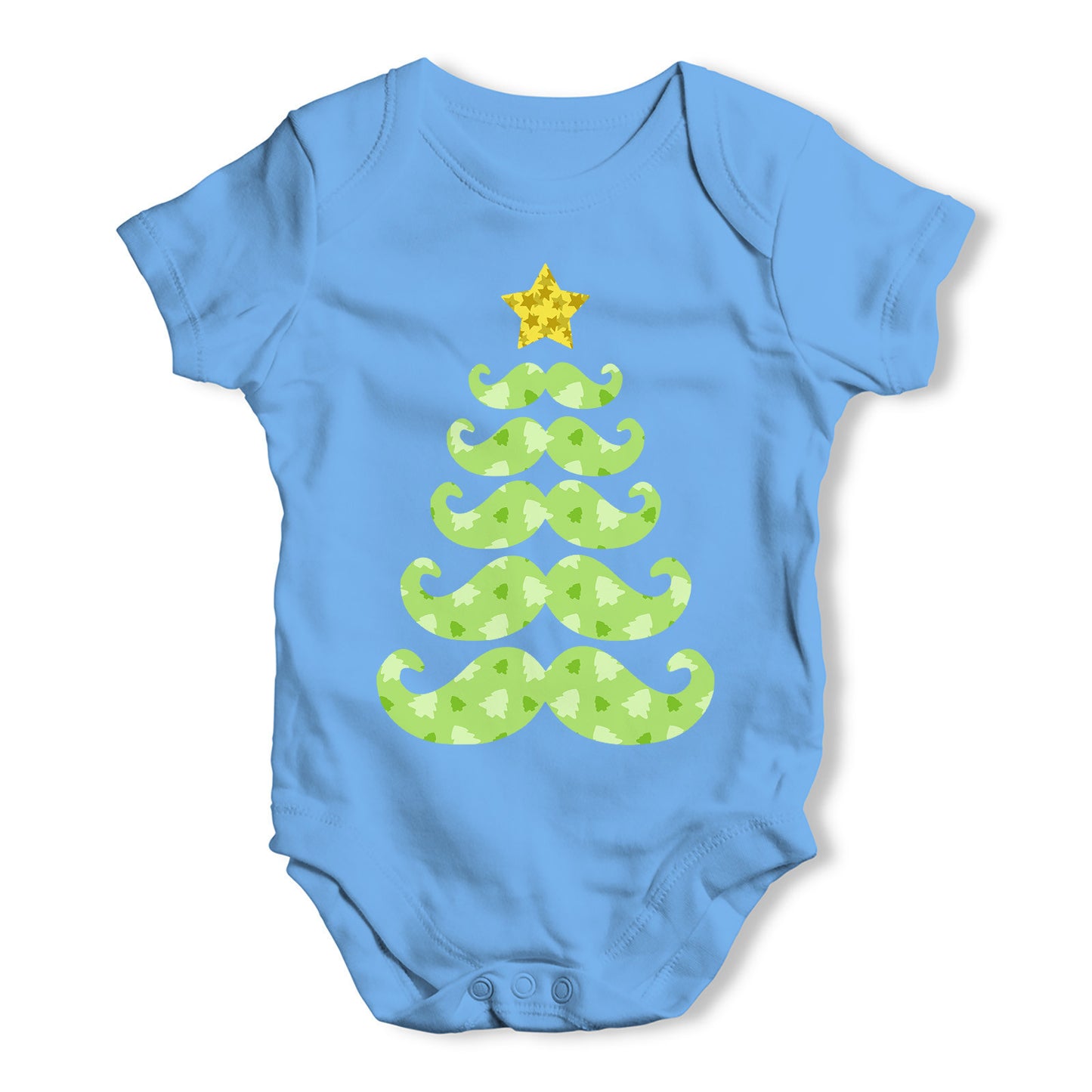 Moustache Christmas Tree Baby Grow Bodysuit