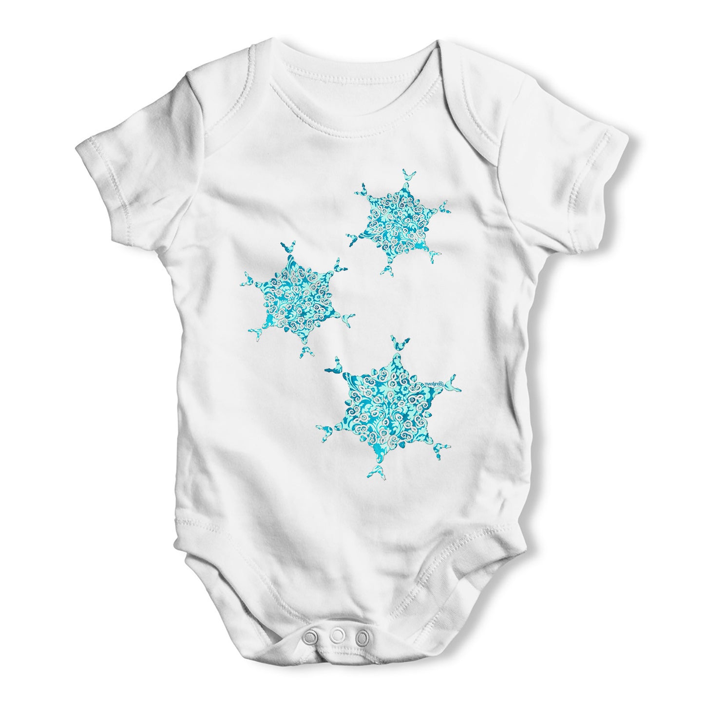 Falling Snowflakes Baby Grow Bodysuit