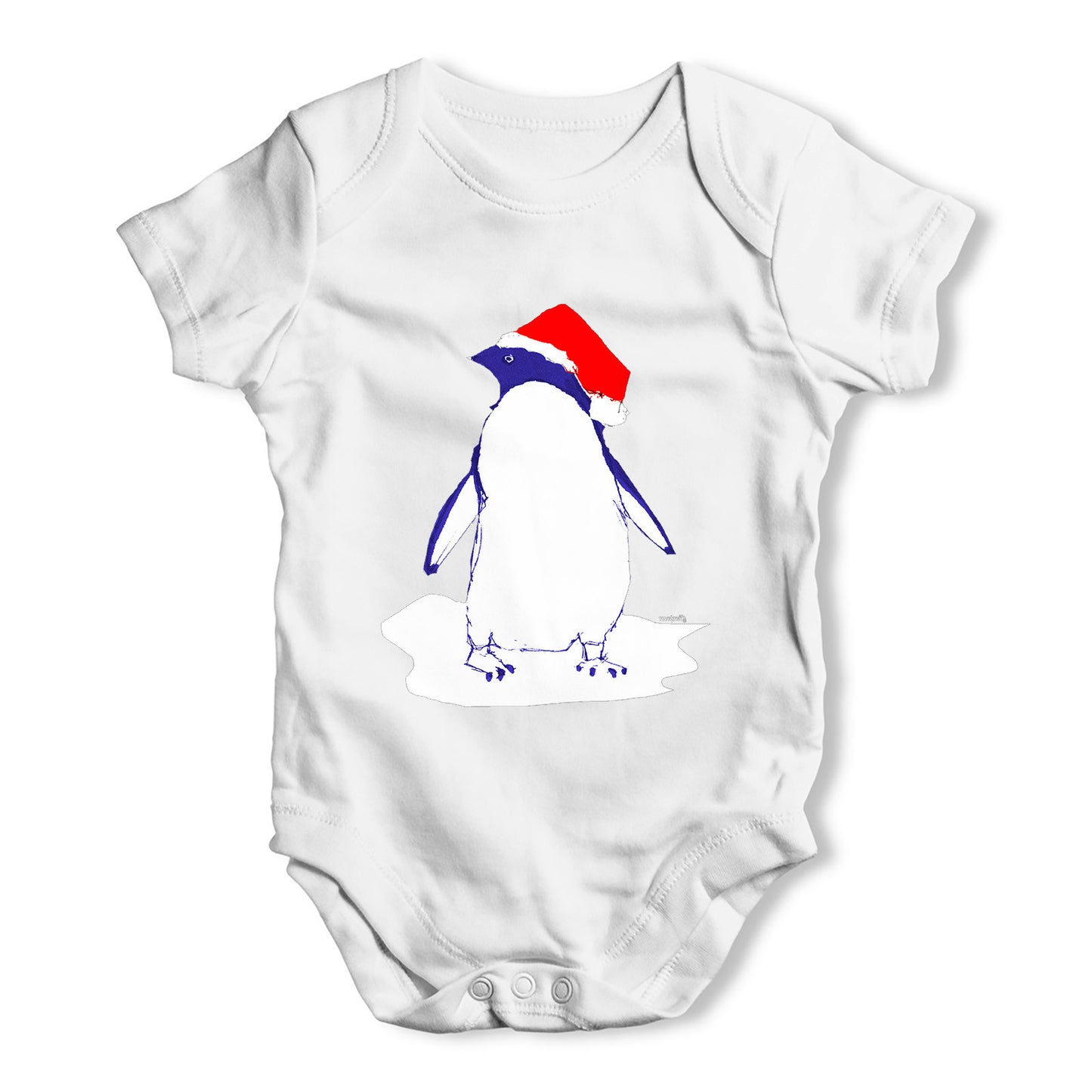 Penguin With Santa Hat Baby Grow Bodysuit
