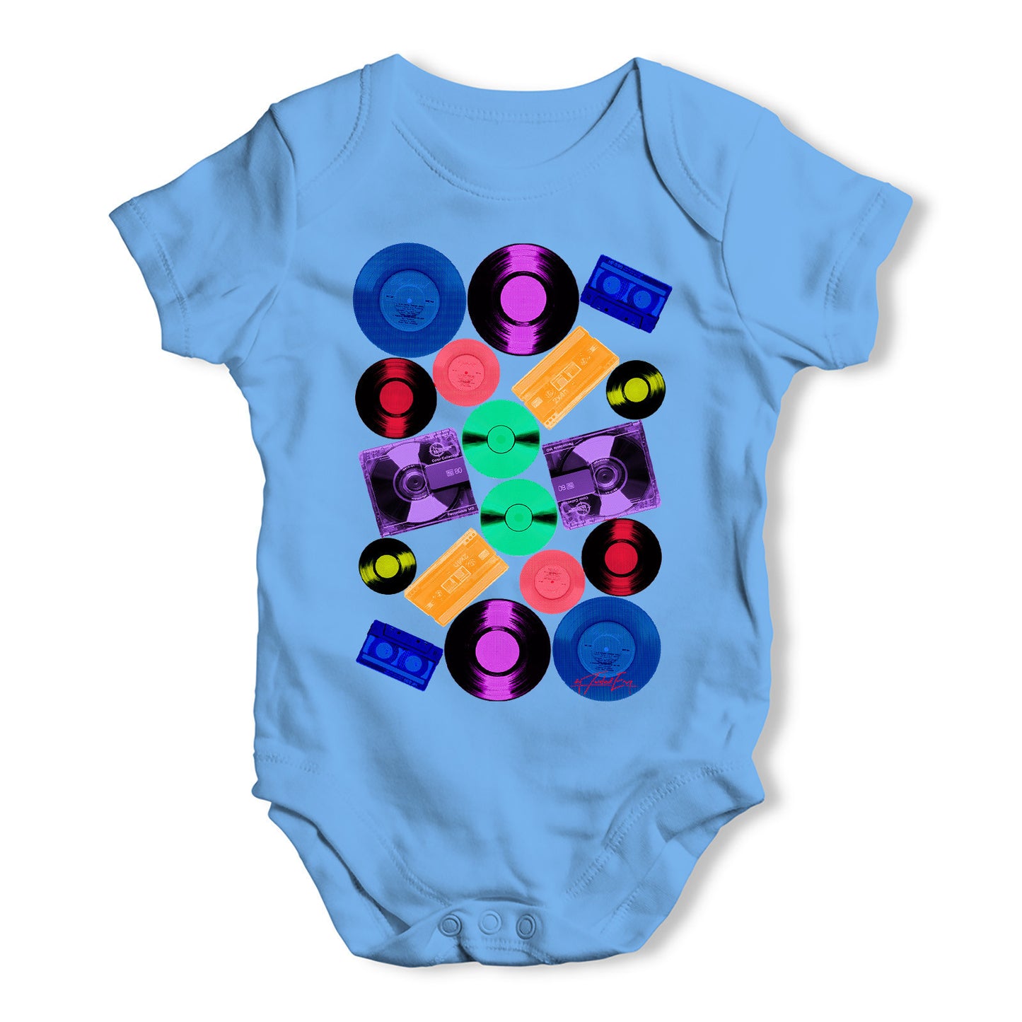 Retro CDs and Vinyl Baby Grow Bodysuit
