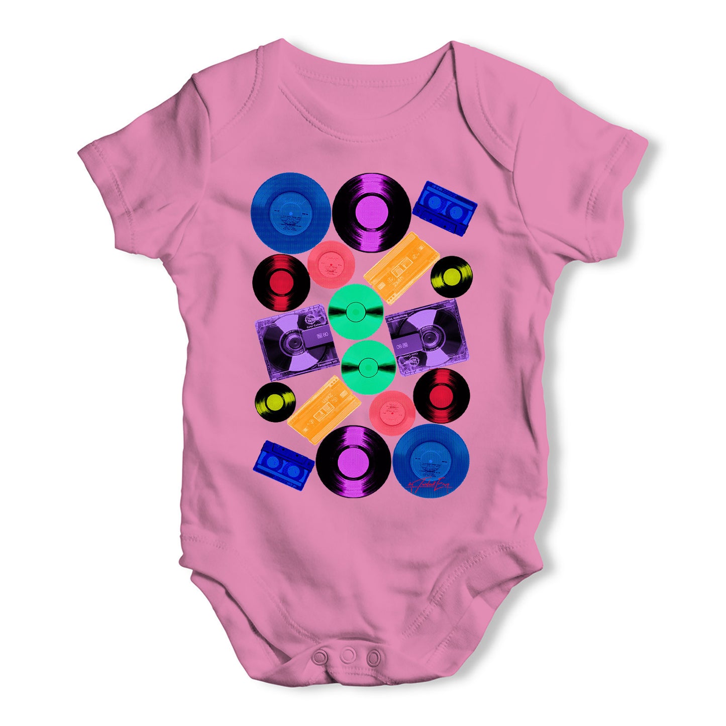 Retro CDs and Vinyl Baby Grow Bodysuit
