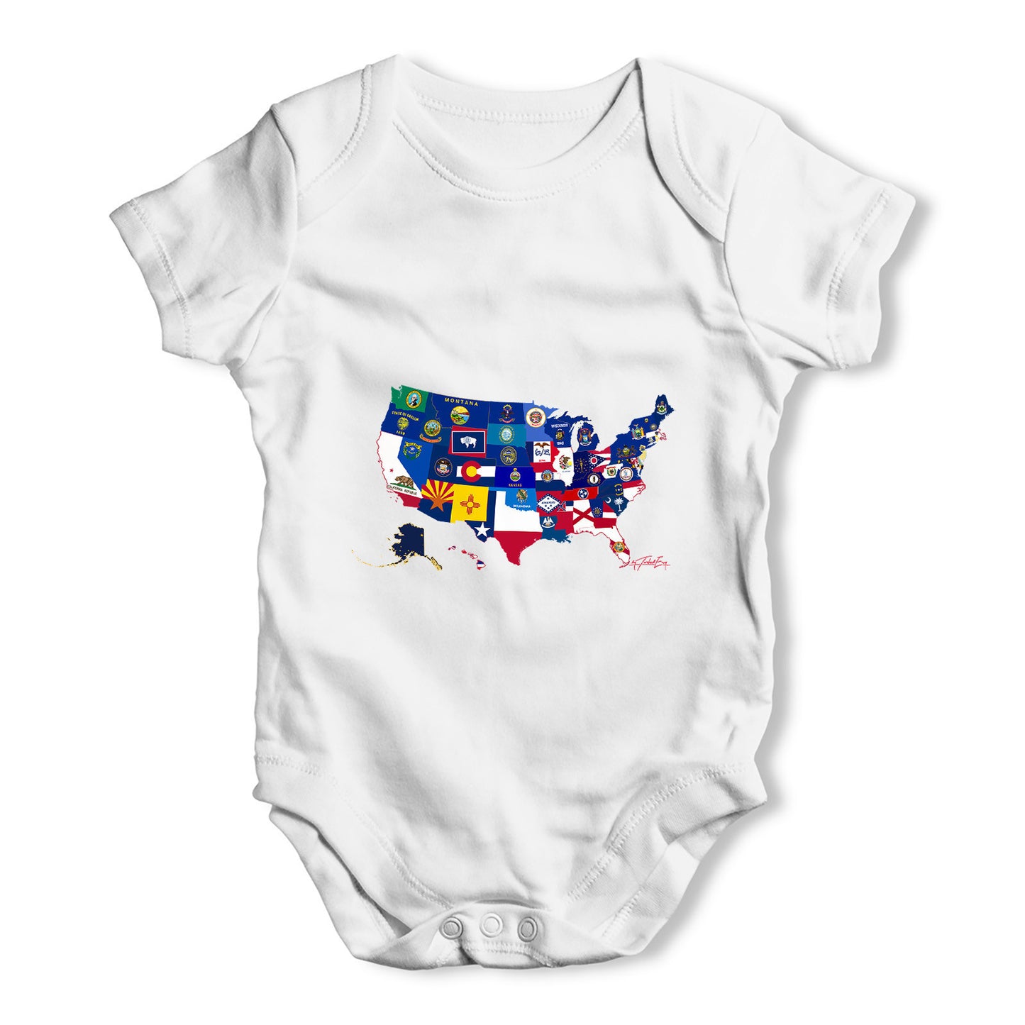 USA States and Flags Baby Grow Bodysuit