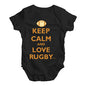 Funny Infant Baby Bodysuit Keep Calm and Love Rugby Baby Unisex Baby Grow Bodysuit Newborn Black