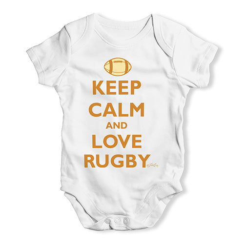 Baby Boy Clothes Keep Calm and Love Rugby Baby Unisex Baby Grow Bodysuit 6-12 Months White