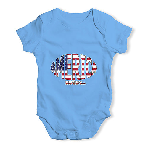 Cute Infant Bodysuit America Rugby Ball Flag Baby Unisex Baby Grow Bodysuit Newborn Blue