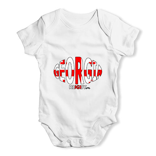 Funny Baby Clothes Georgia Rugby Ball Flag Baby Unisex Baby Grow Bodysuit 0-3 Months White