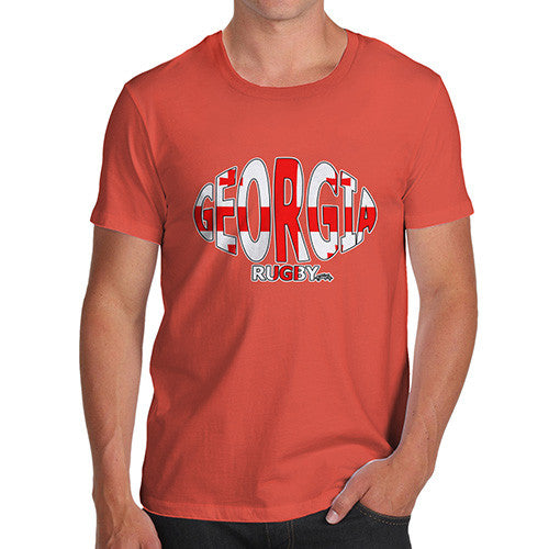 Men's Georgia Rugby Ball Flag T-Shirt