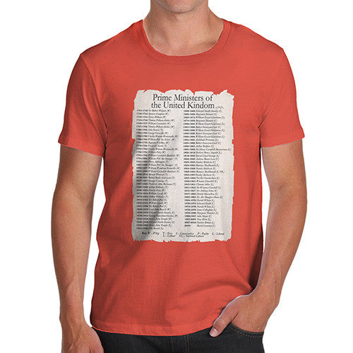 Men's Prime Ministers Of England Since 1721 T-Shirt