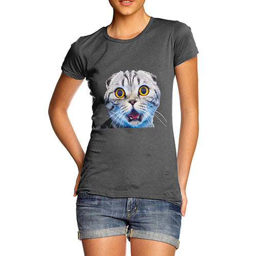 Women's Funny Surprised Cat T-Shirt