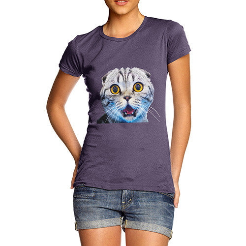 Women's Funny Surprised Cat T-Shirt