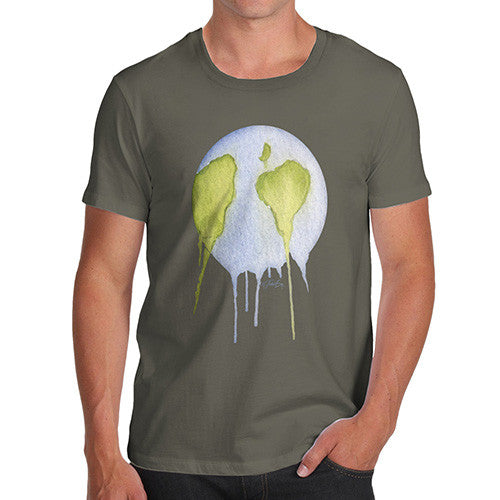 Men's Dripping Watercolour Planet Earth T-Shirt