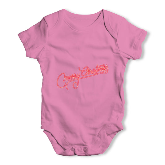 Merry Christmas Red Glitter Baby Grow Bodysuit