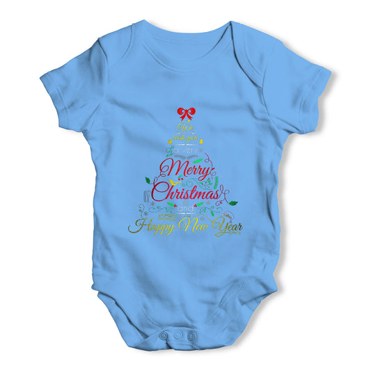 Merry Christmas & A Happy New Year Tree Baby Grow Bodysuit