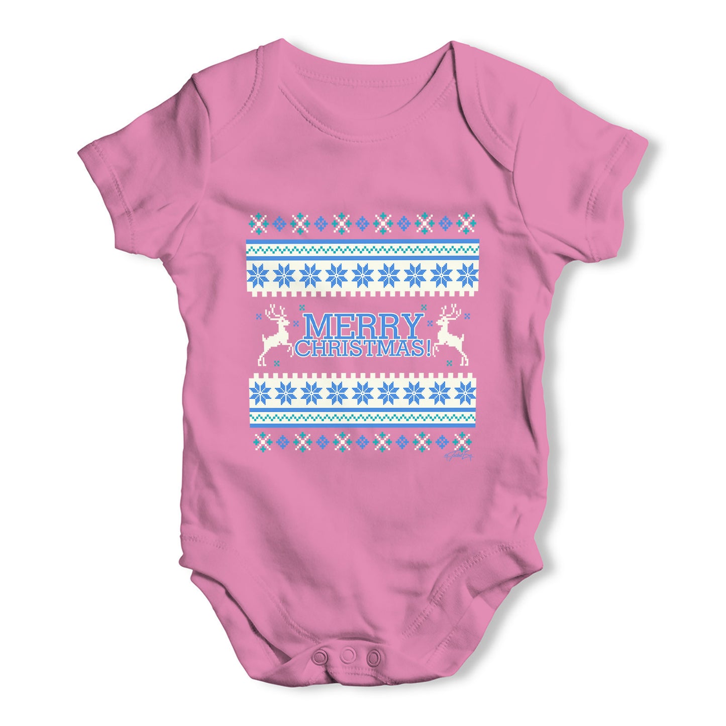 Merry Christmas Knitted Jumper Baby Grow Bodysuit